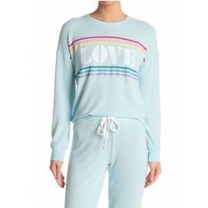 PJ Salvage Aqua Love Crew Neck Sweatshirt Size Small